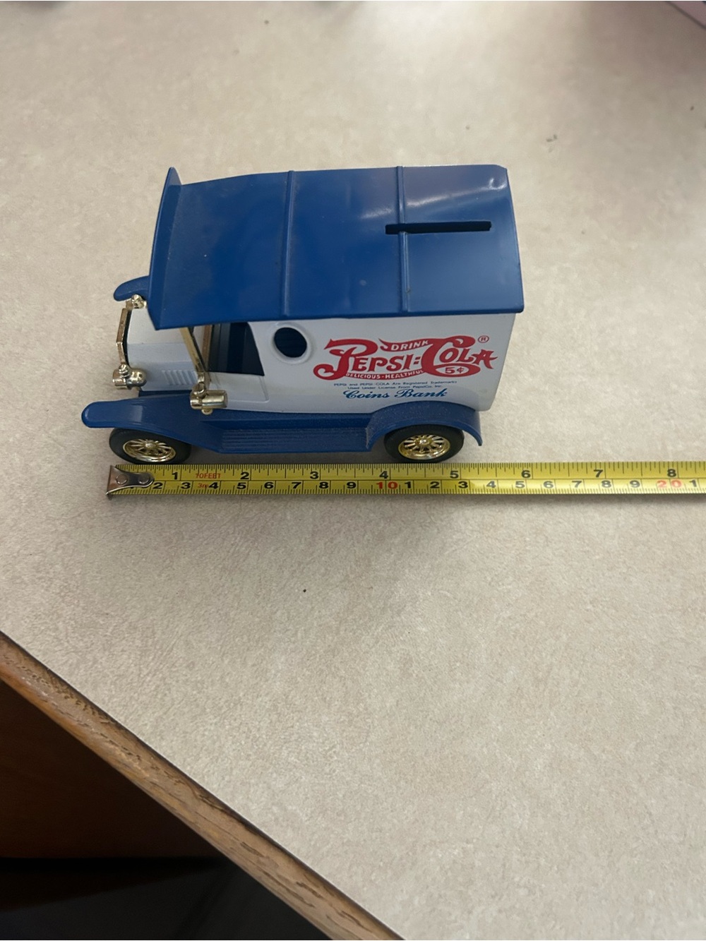 Pepsi Cola Blue & White Vintage Toy Bank Car
